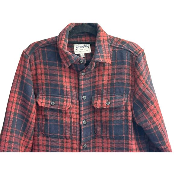 The Stronghold Los Angeles Men's Red Plaid Shacket Size Small Button Up - Picture 3 of 5